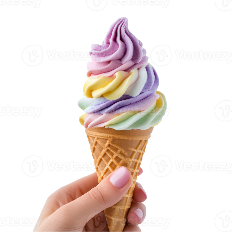 Chic Hand with Colorful Yogurt Ice Cream Cone png