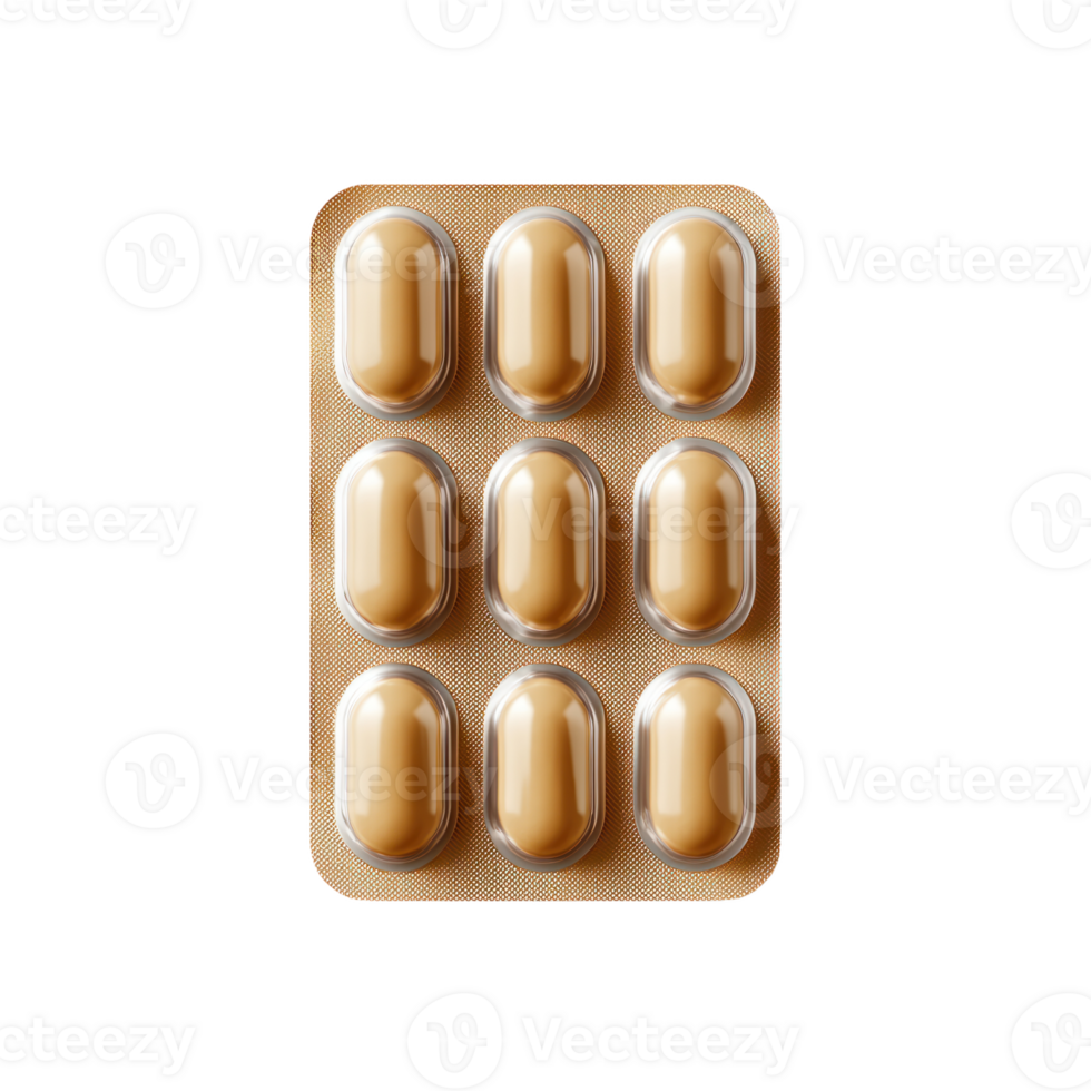 Stylish Blister Pack of Tablets Isolate transparency Background png