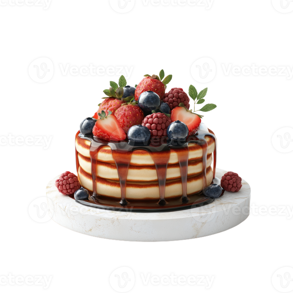 Chic Layered Pancakes with Berry Medley png