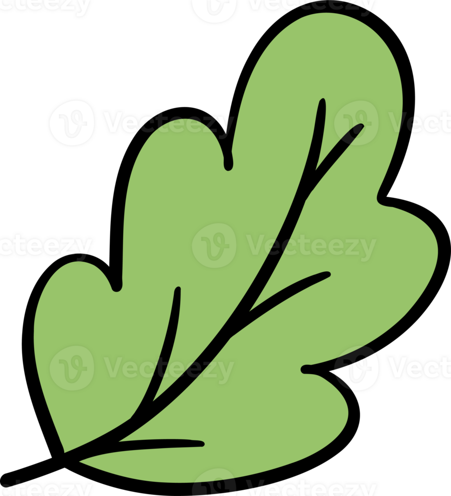 Retro leaf cartoon doodle hand drawn png