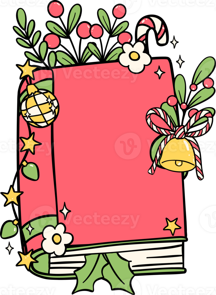 Festive Groovy Christmas book closed hand drawn illustration png