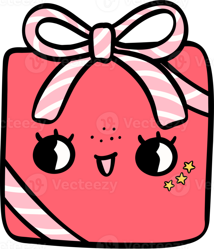 Cute Cartoon Gift Box with Bow Illustration png