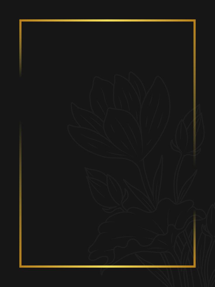 Square golden frame with flower ornament vector