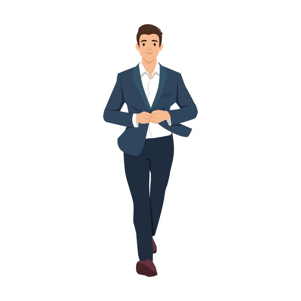 Businessman CEO executive manager in formal attire walking front view. vector