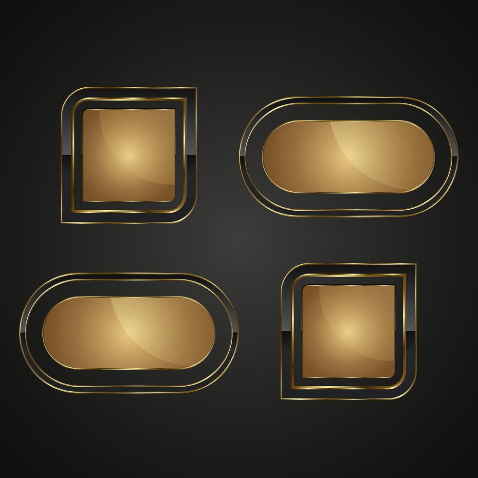 Four Luxury buttons style in premium. and VIP luxury button Play. 4 web buttons isolated on white background vector