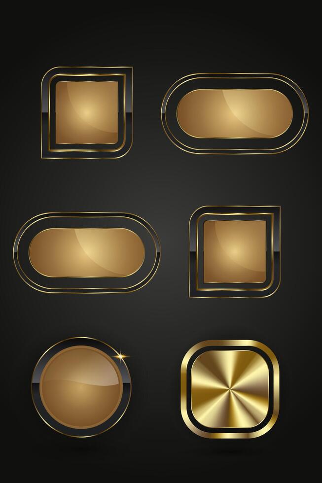 Set of six premium buttons style and VIP luxury button Play. 4 web buttons isolated on white background vector