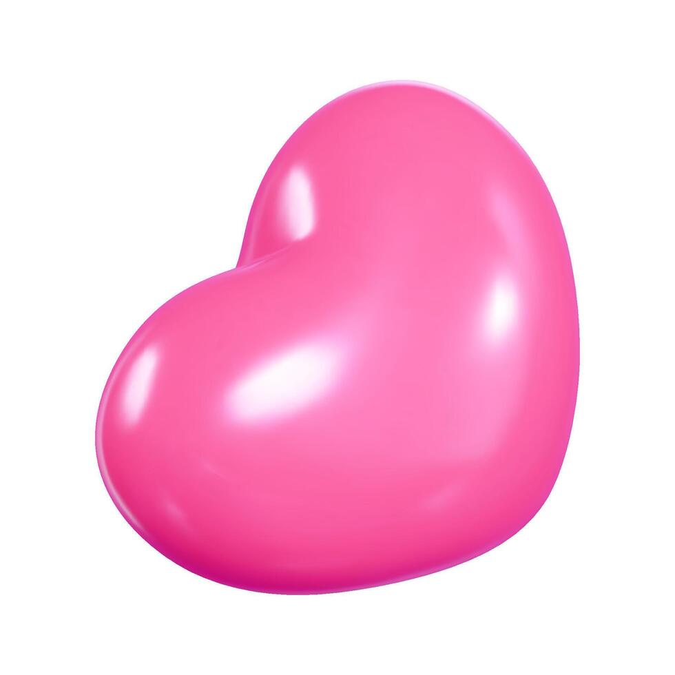 Flying red balloon heart 3d icon. vector