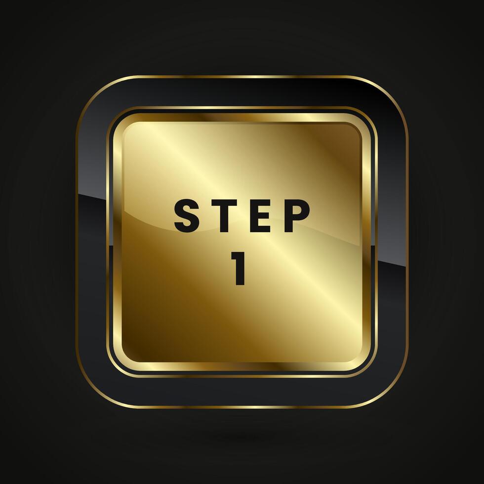 Step one Luxury rectangle button and premium button design that used in premium web button for Black and gold button design. vector
