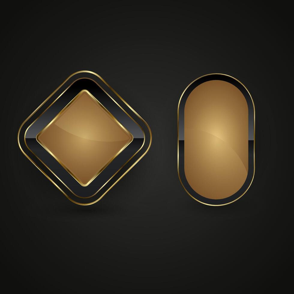 Two premium buttons , illustration are on the dark gradient background design. 2 Luxury rectangle, circle shapes buttons vector