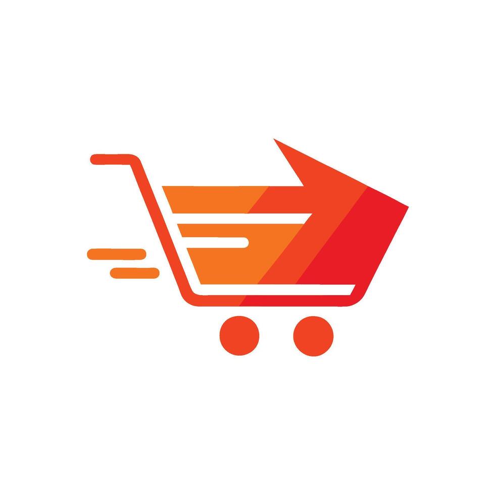 Stylish Cart and Arrow Logo Representing Fast Shopping vector