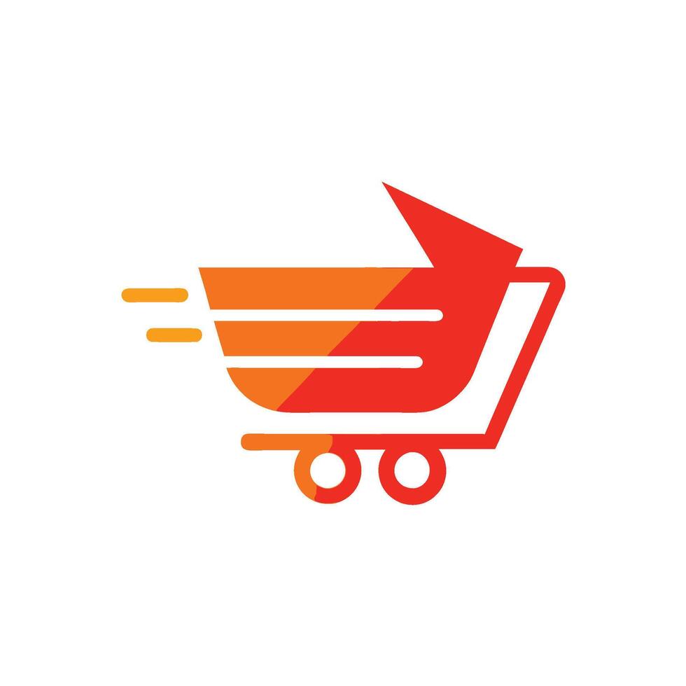 Minimalist Arrow and Cart Logo for Rapid Shopping vector