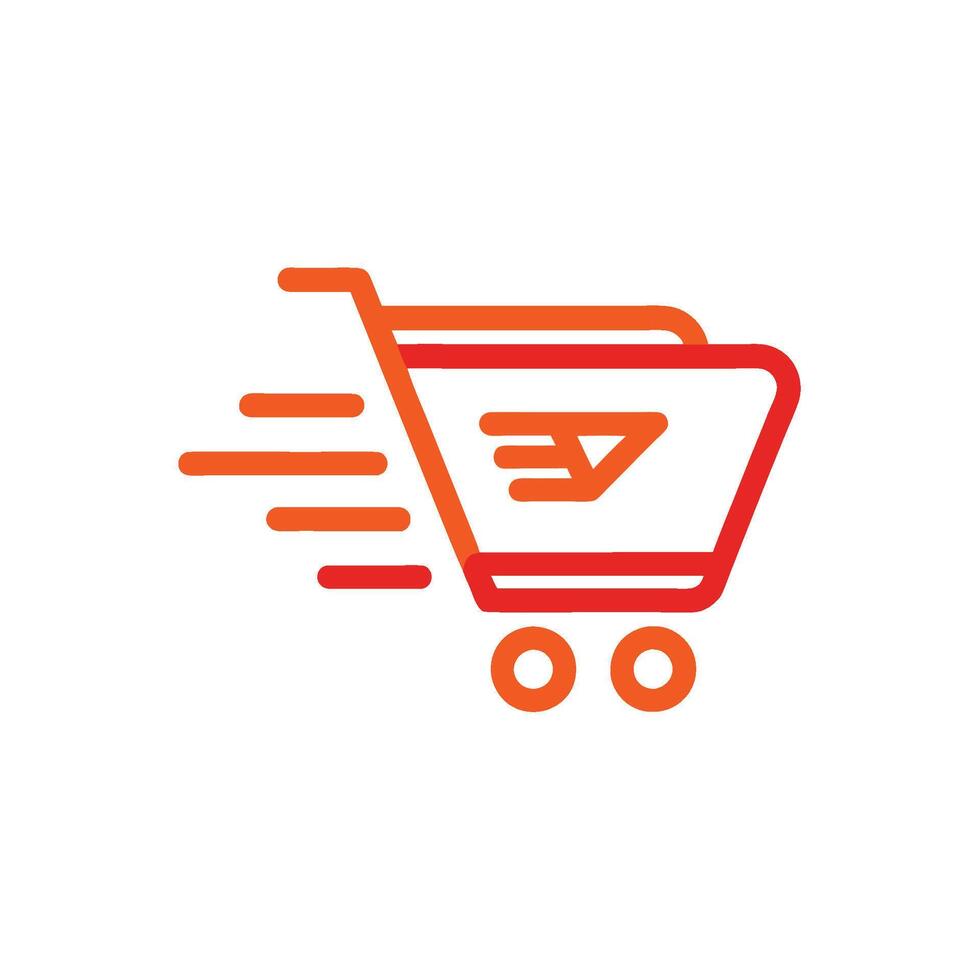Minimalist Abstract Cart and Arrow Logo for Fast Shopping vector
