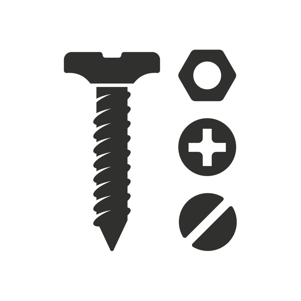screw bolt icon taper isolated white background vector