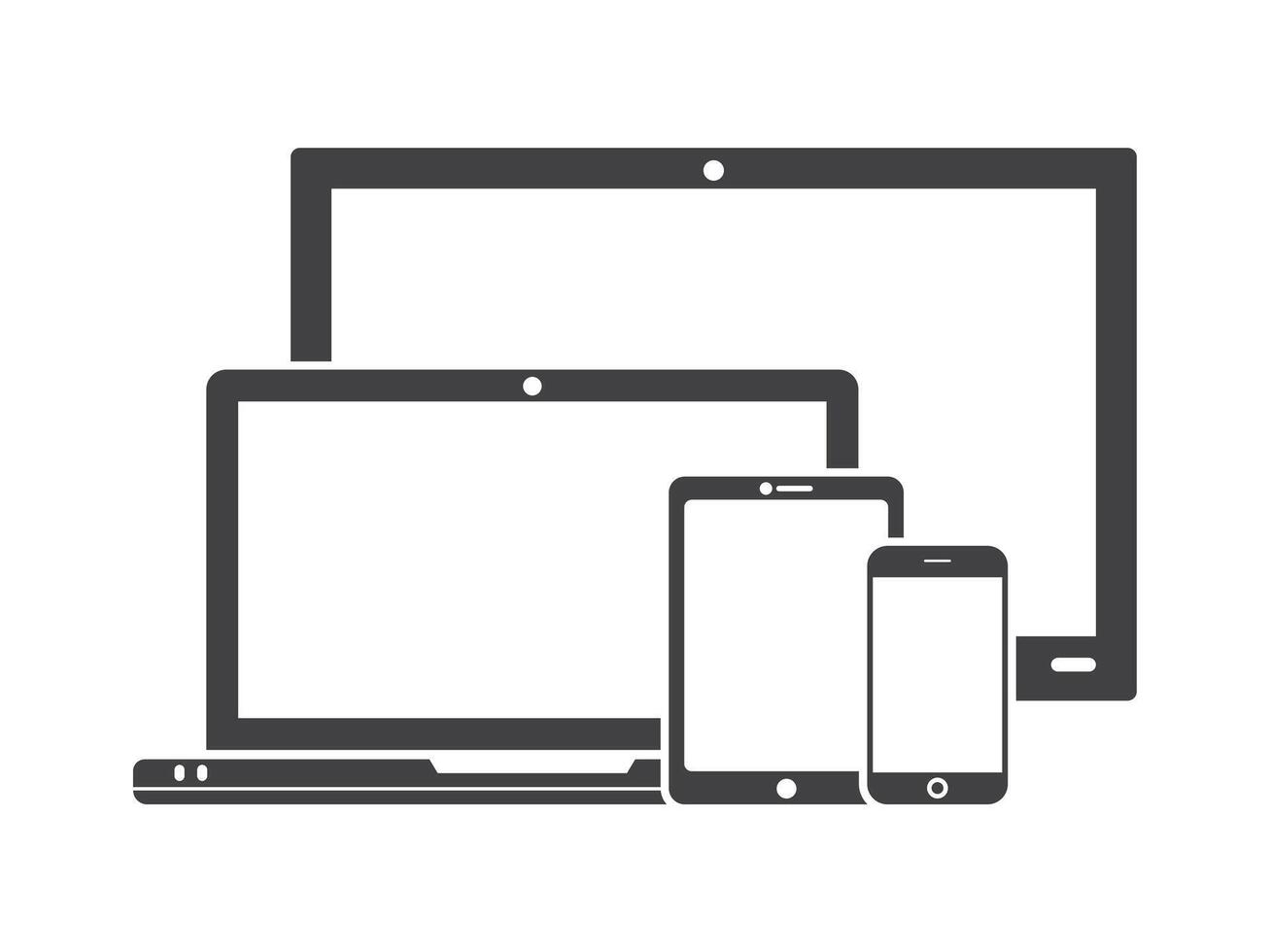 devices icon set front view isolated white background vector