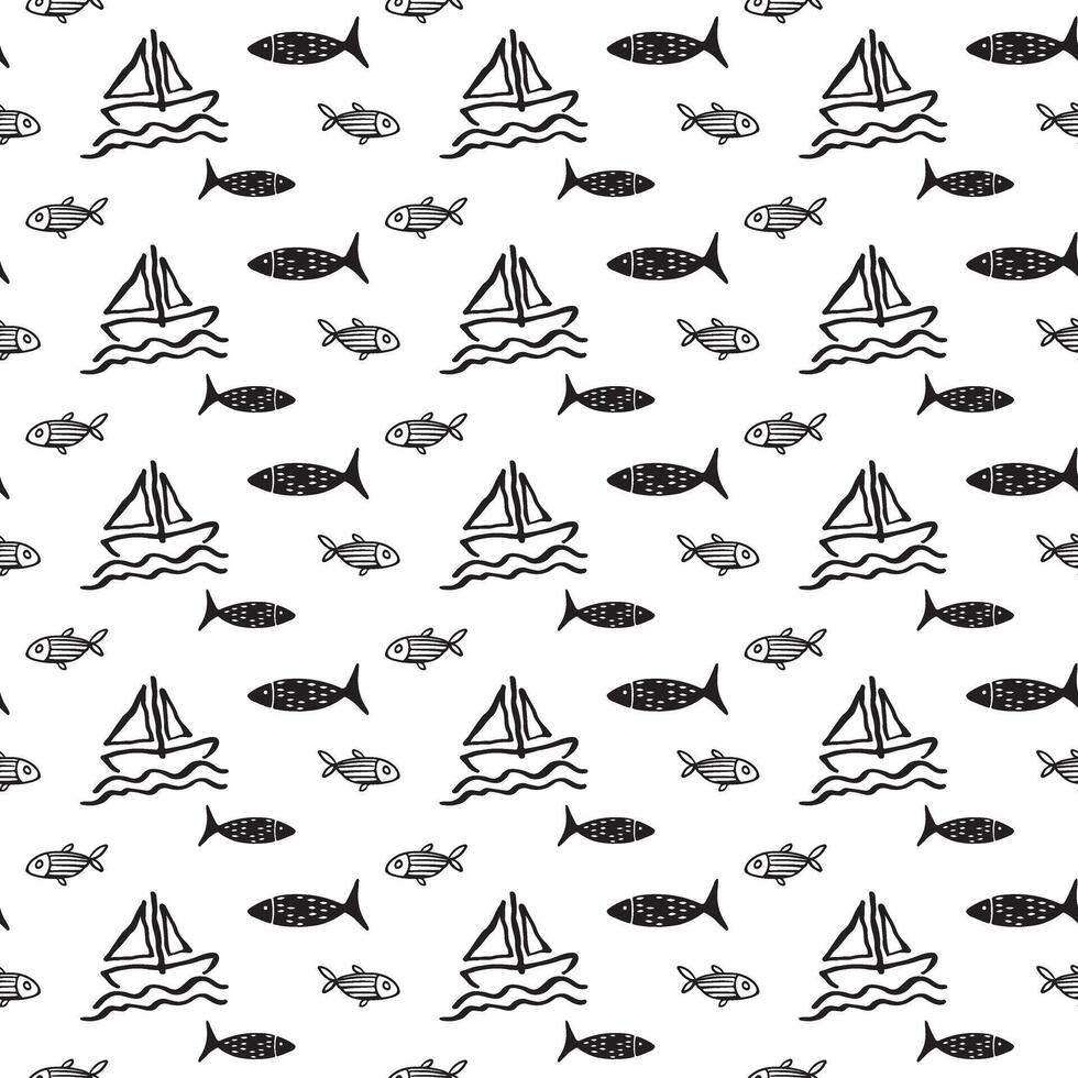 fishing boat pattern isolated white background vector