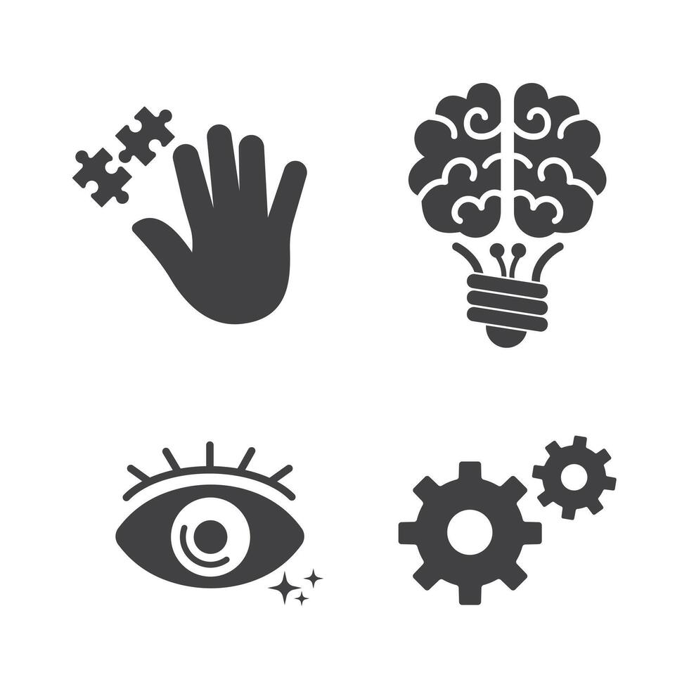 set of Intelligent Vision Practical Fine Icon Illustration vector