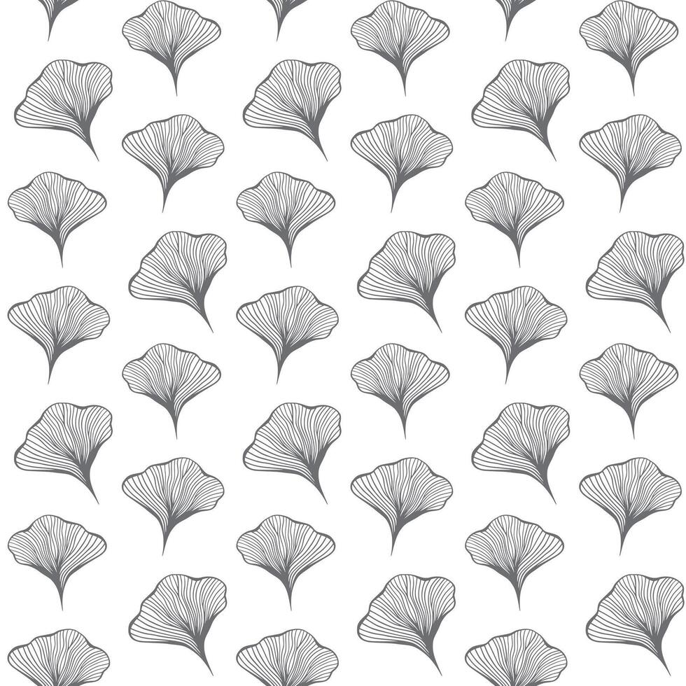 ginkgo pattern white black white line background vector