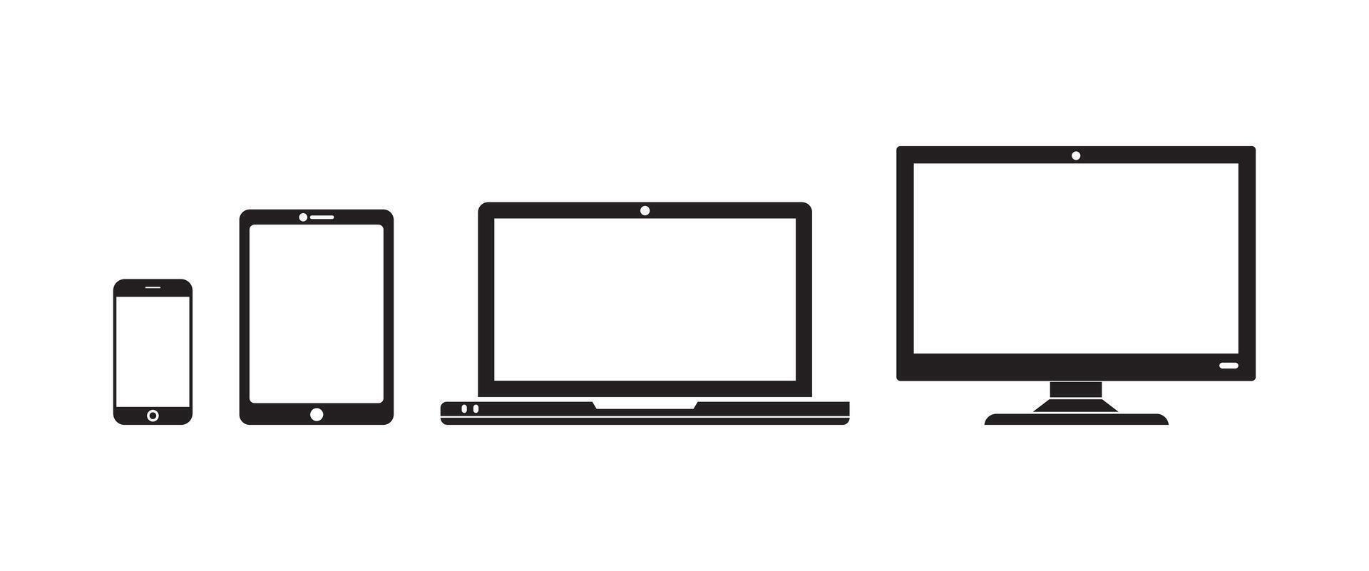 devices icon set lined up isolated white background vector