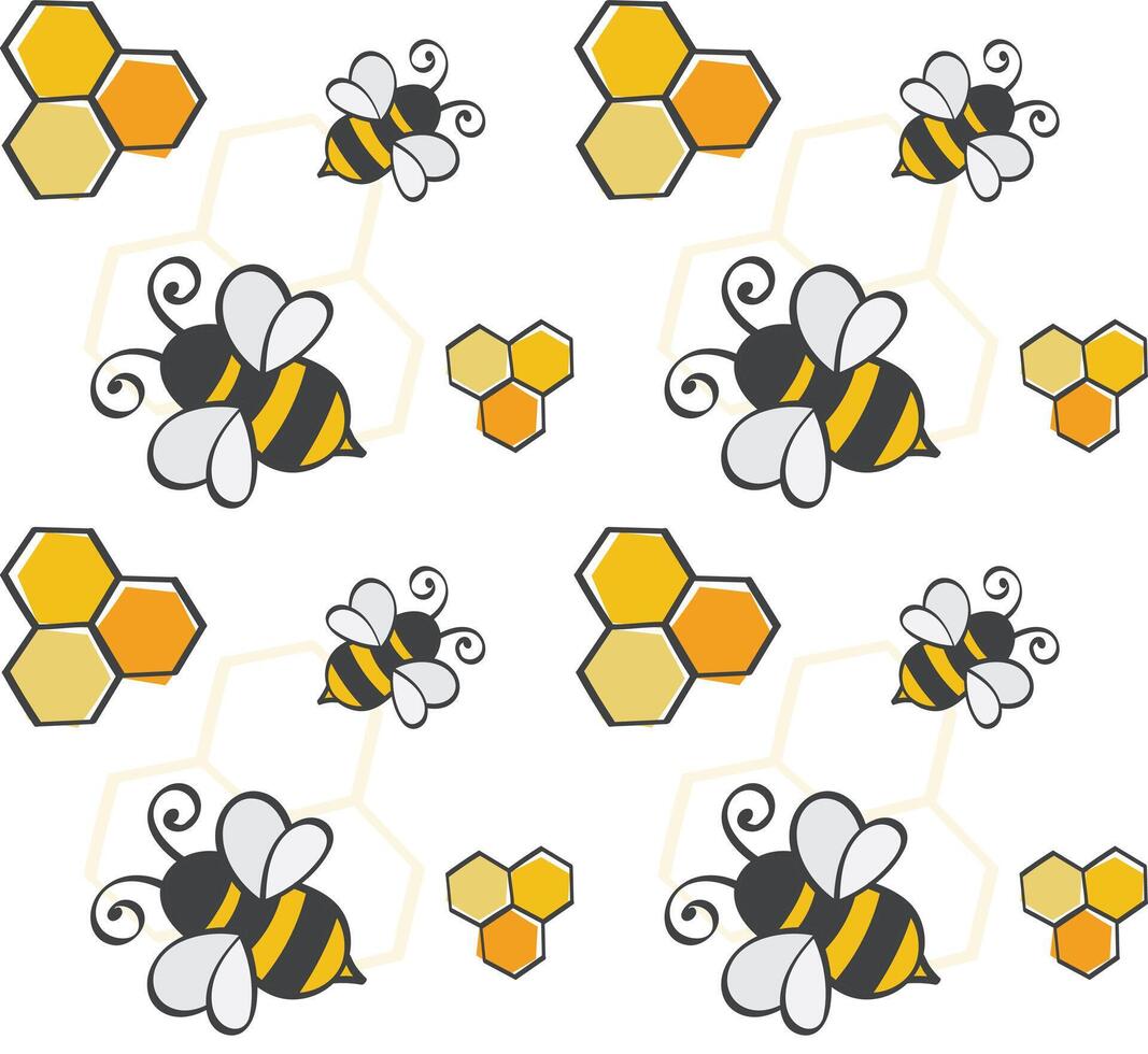 bee honey comb pattern isolated white background vector