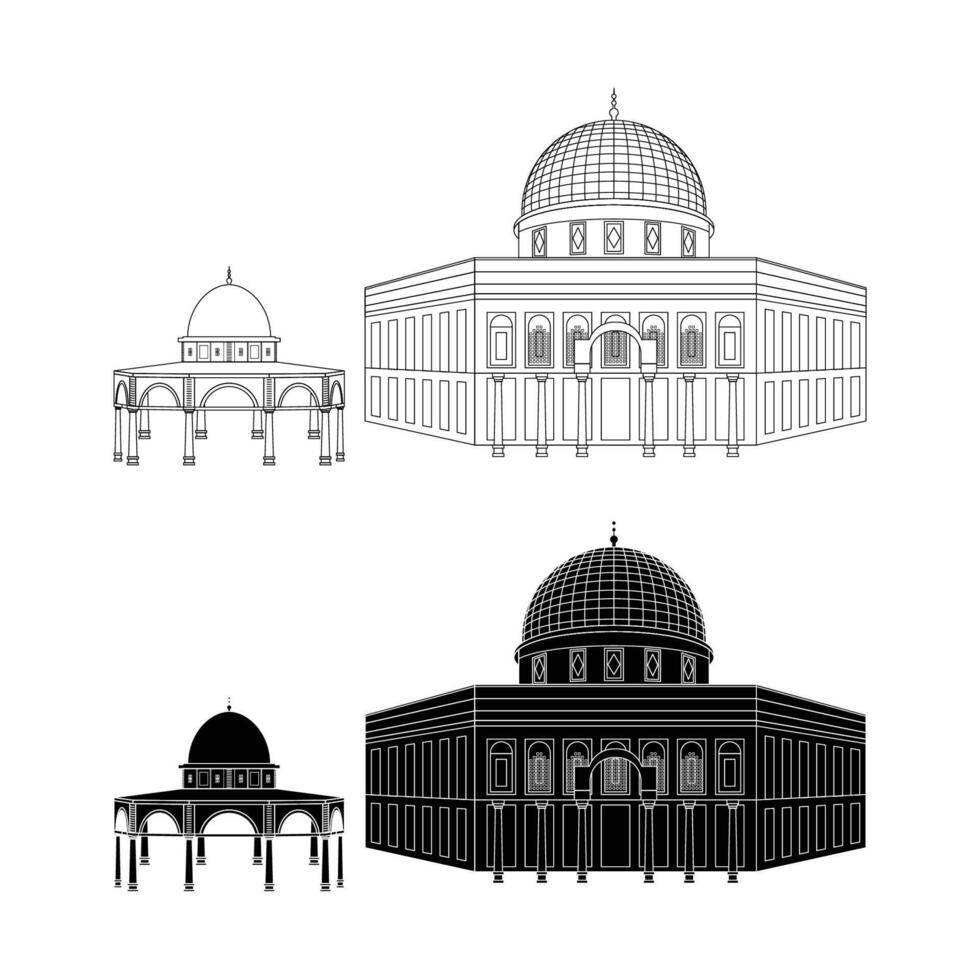 al aqsa mosque outline silhouette vector
