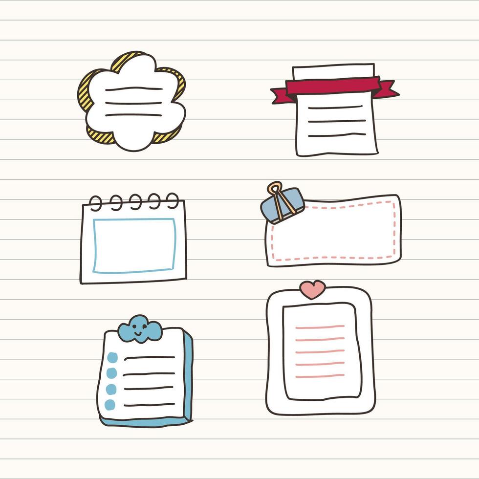 set of journal hand drawn doodle vector