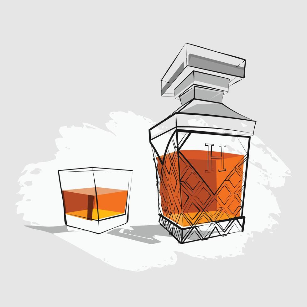 cognac liquor alcohol drinks illustration vector