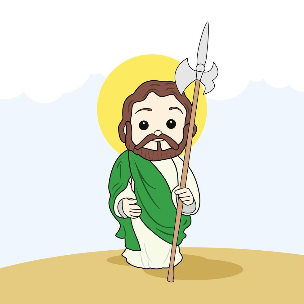 saint judas tadeo flat cartoon vector