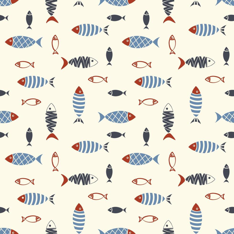 abstract fish textile seamless pattern vector