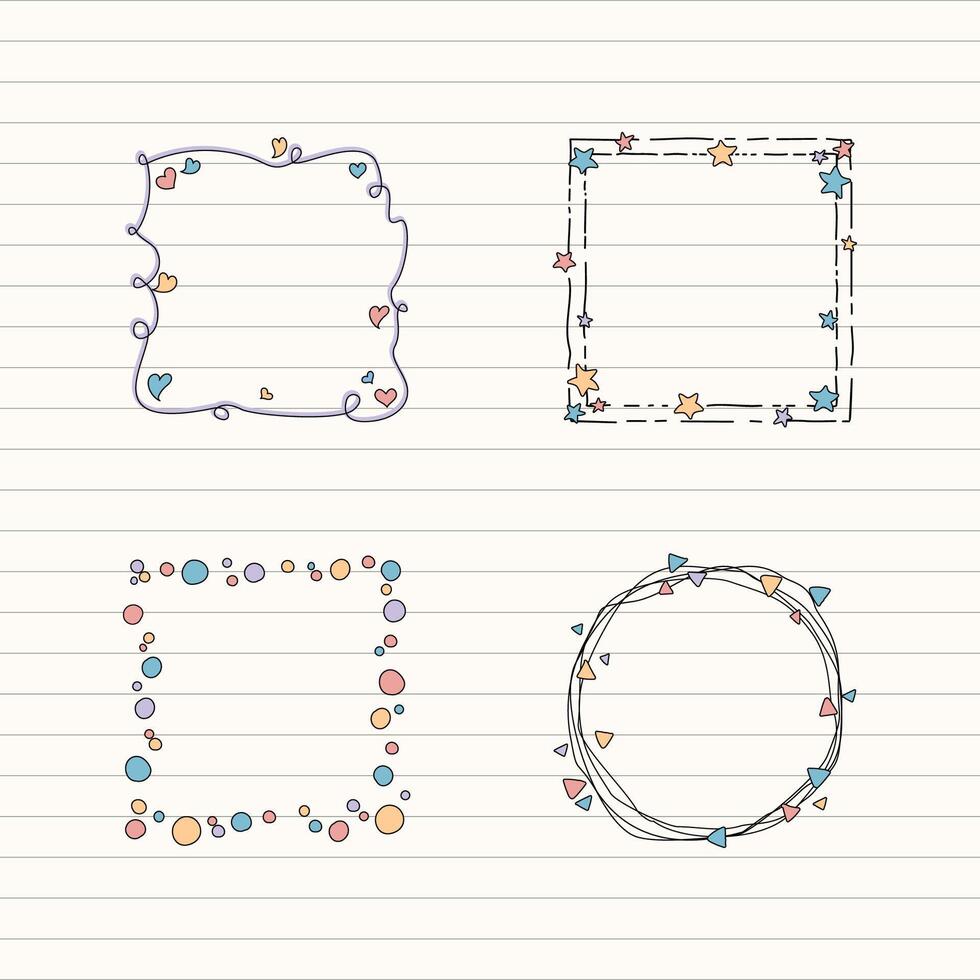 cute abstract journal frame doodle vector