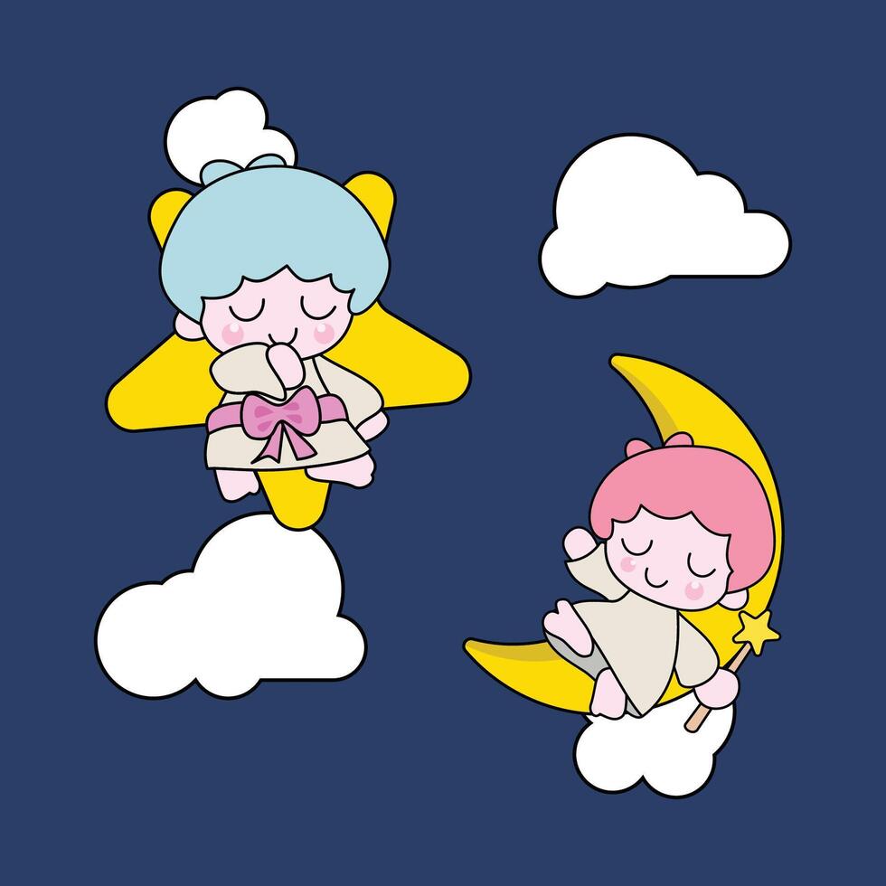 cute little angel in the sky vector