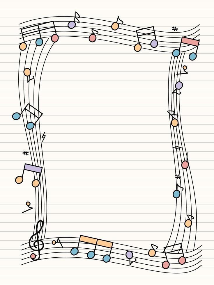 cute musical frame journal border vector