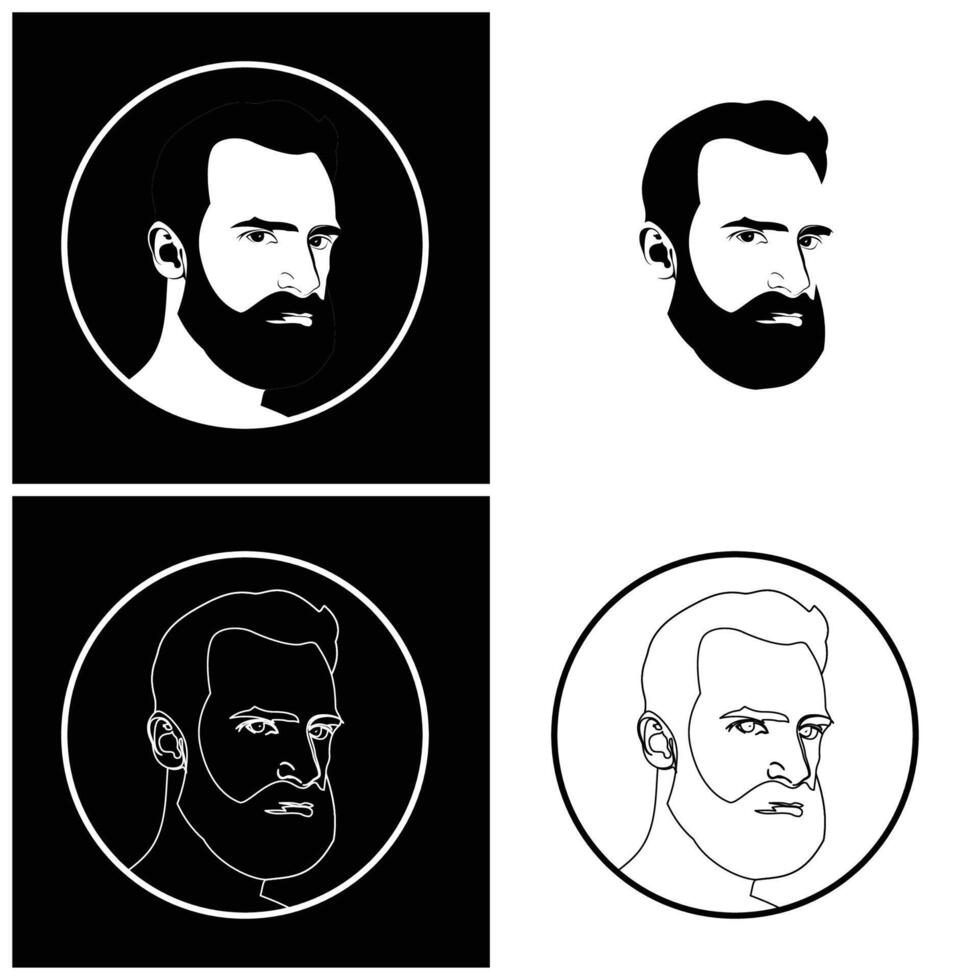 bearded man face outlined silhouette vector