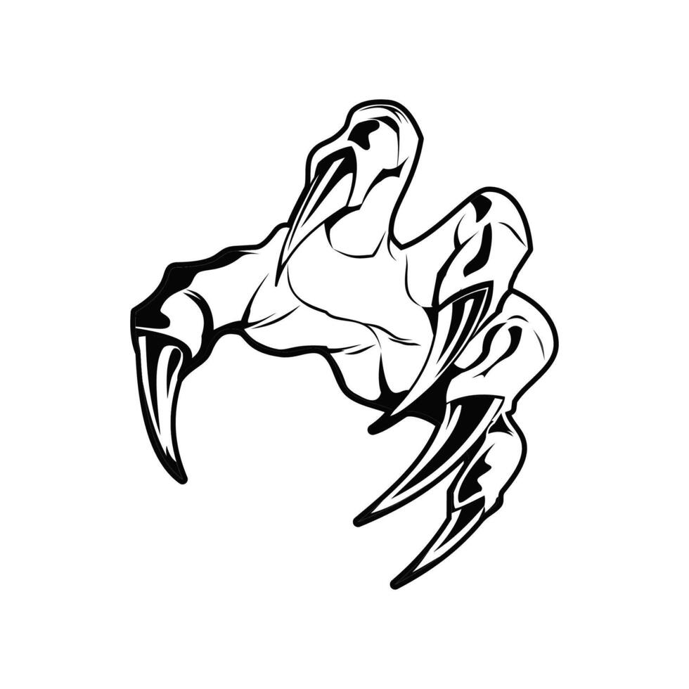 monster claw hand cartoon drawing vector
