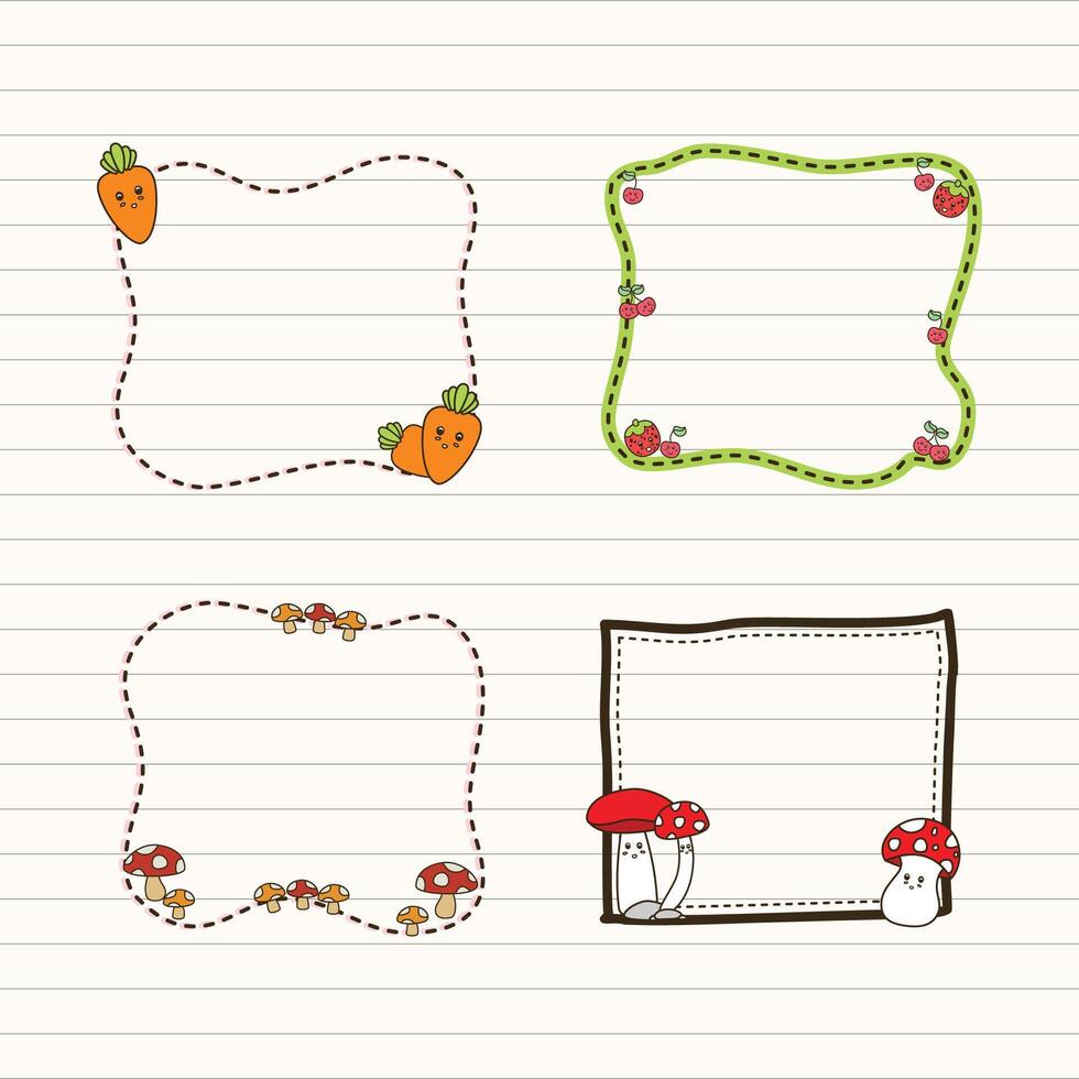 cute organic journal frame doodle vector