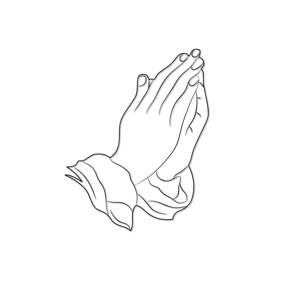 praying hand outlined art illustration vector