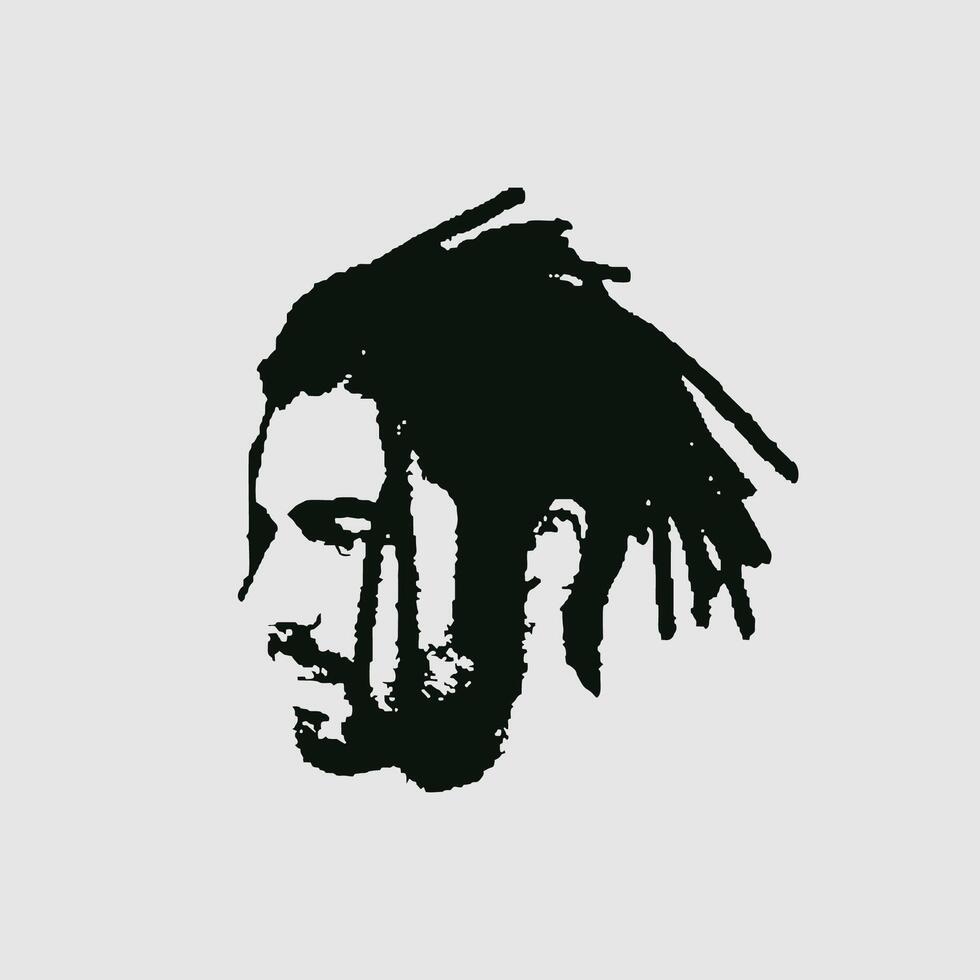 dread hairstyle man face silhouette vector