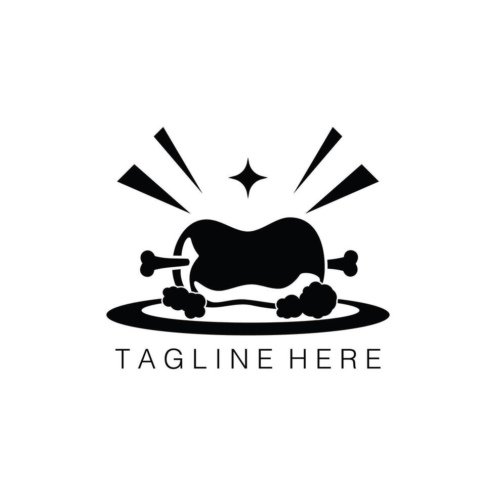 meat on bone silhouette logo vector