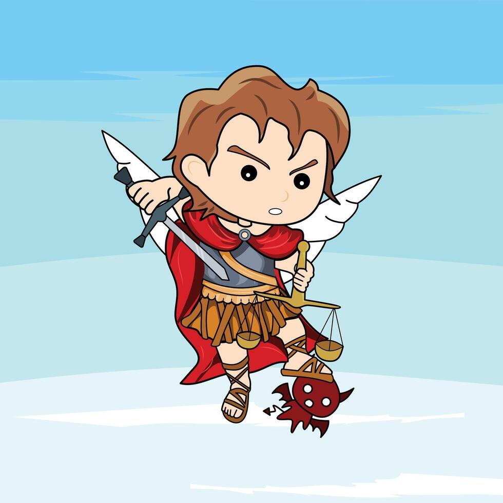 saint michael the archangel cartoon vector
