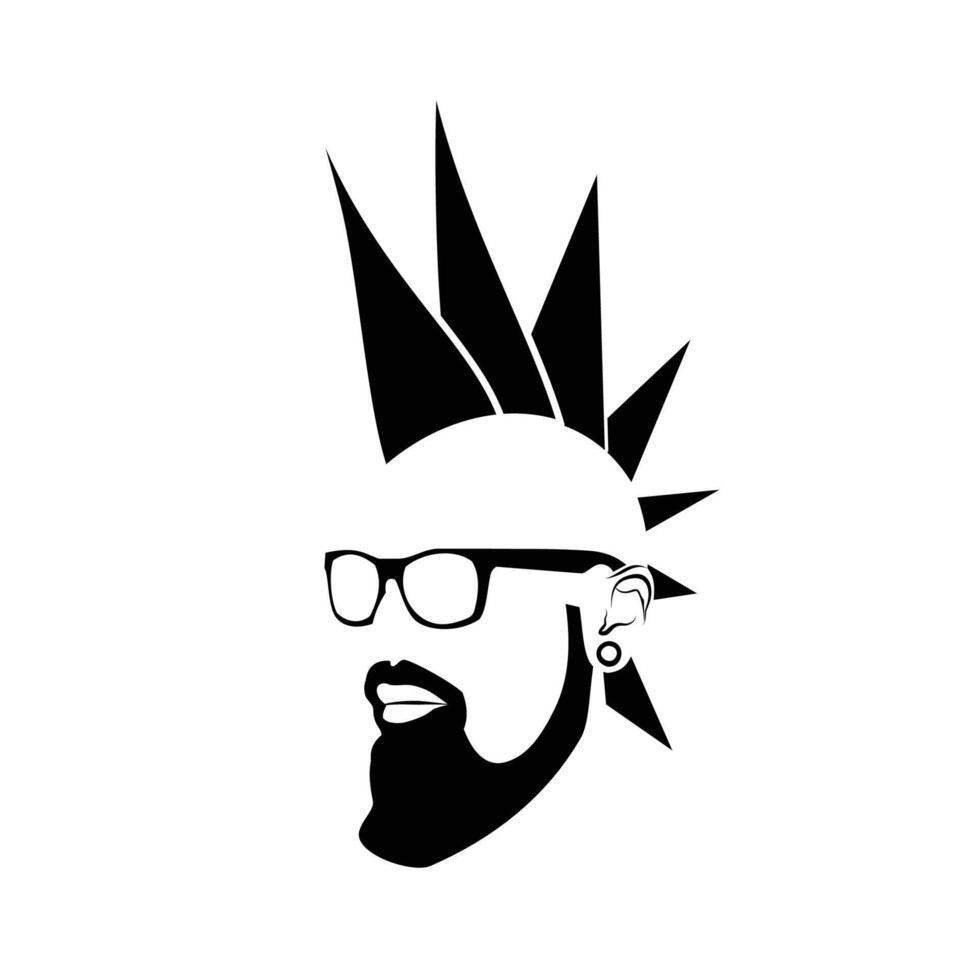 punk hair style icon silhouette vector