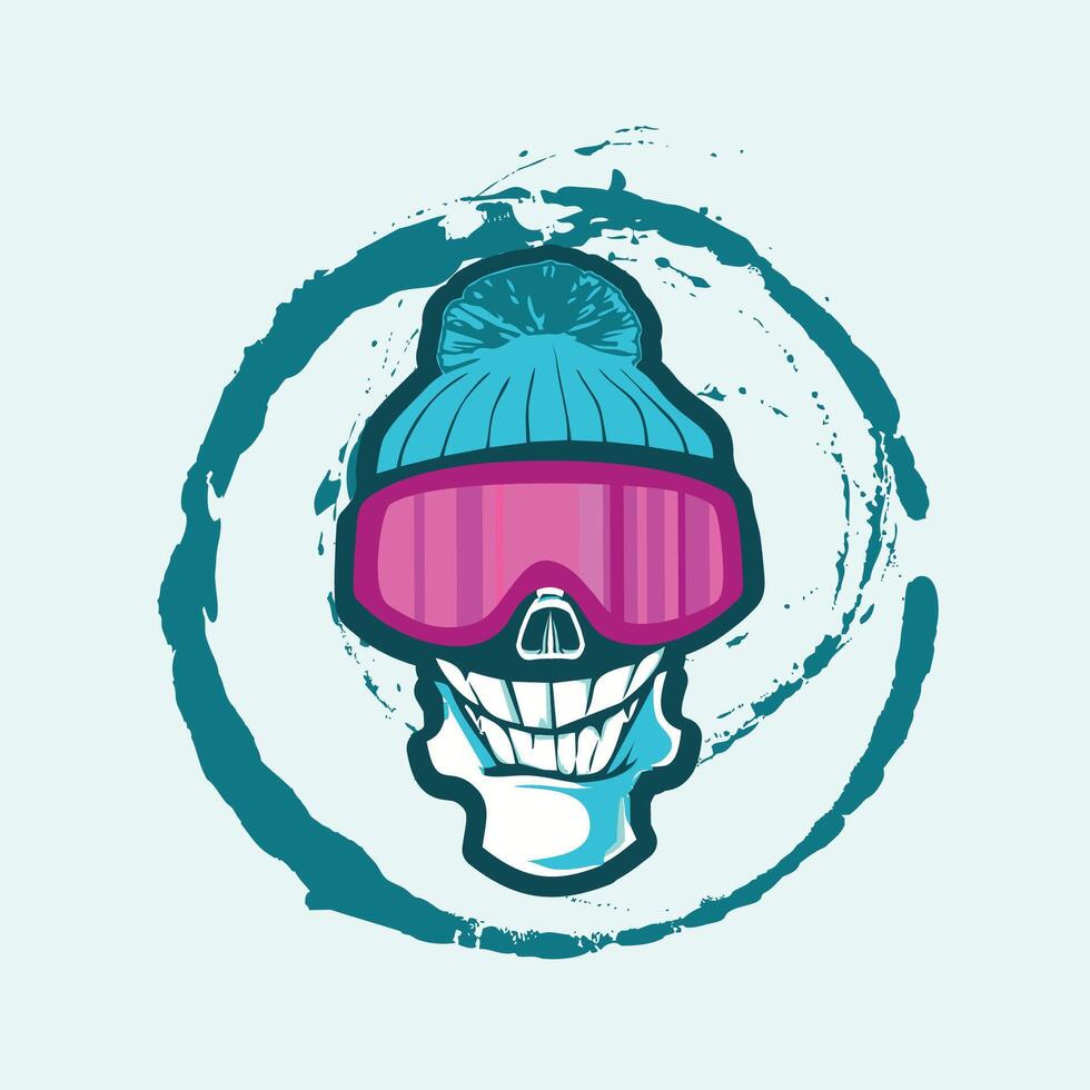 ski goggles skull logo design vector