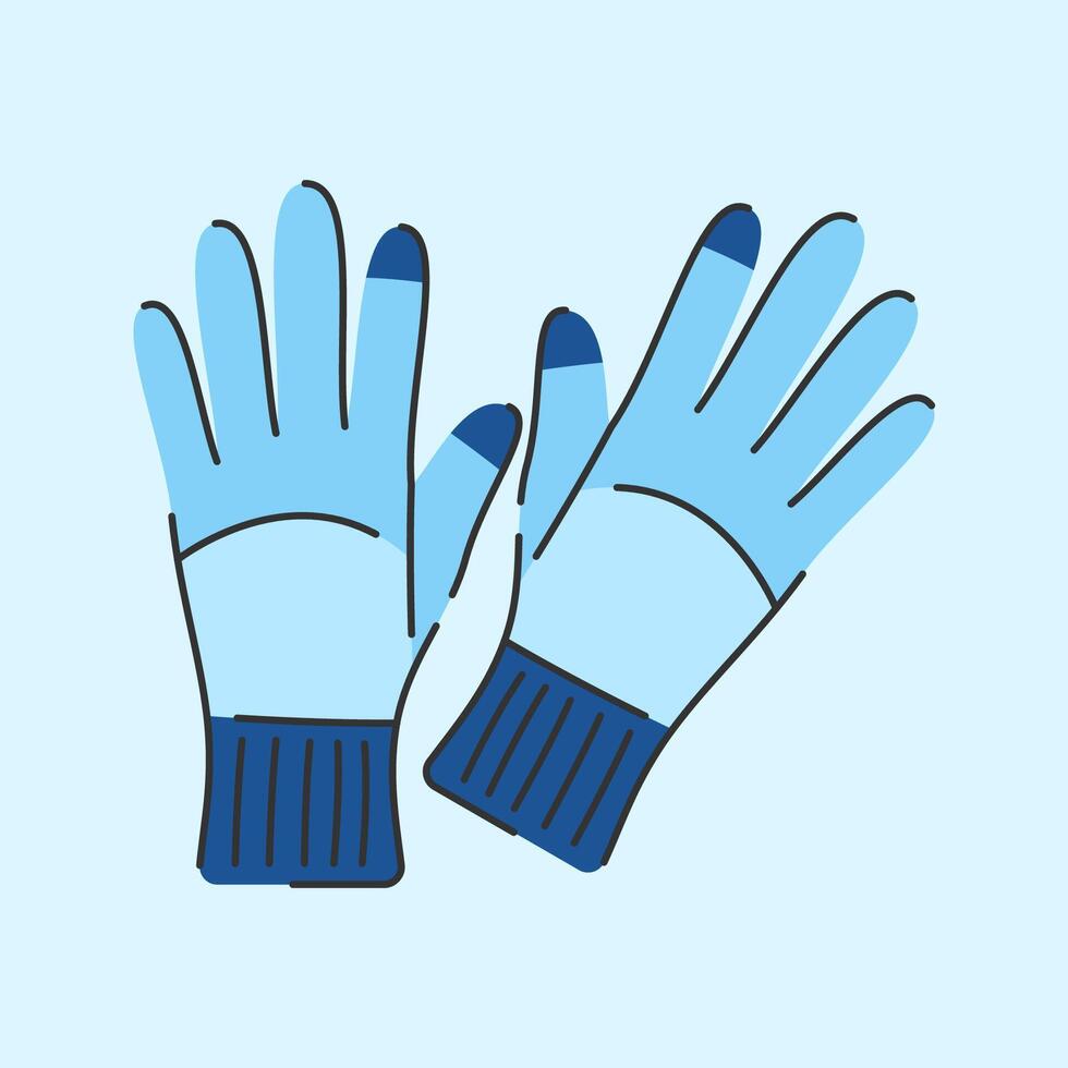 Winter Gloves, Flat Design Style Mittens Illustration vector