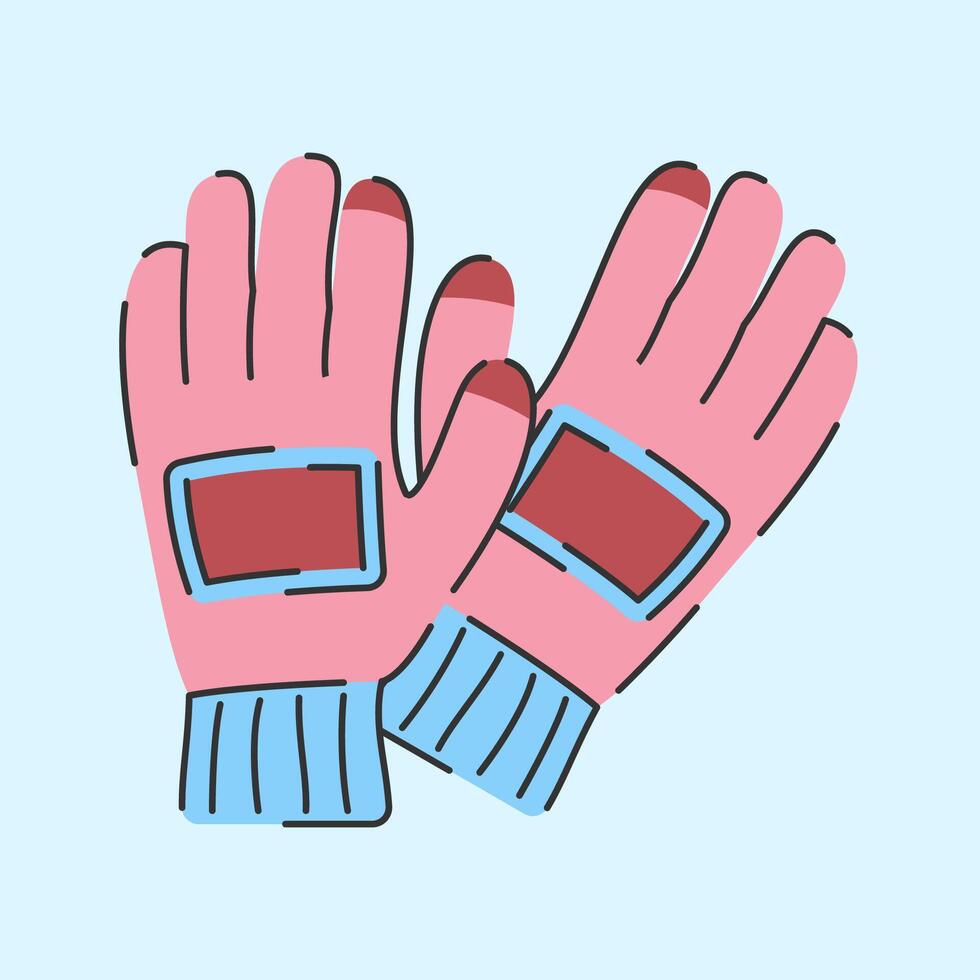 Winter Mittens, Flat Design Style Mittens Illustration vector