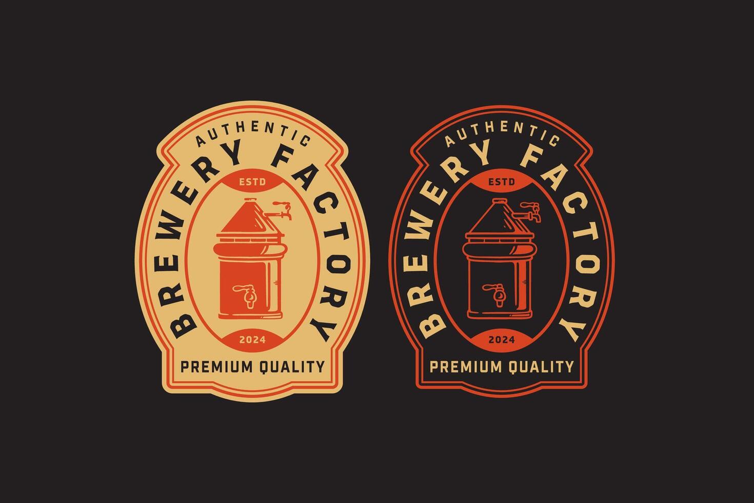 brewing machine with tank filtration, boiling, distillery retro badge logo design for beer, crafting, brewer. tube and copper production beer emblem logo collection for brewery factory and industry vector