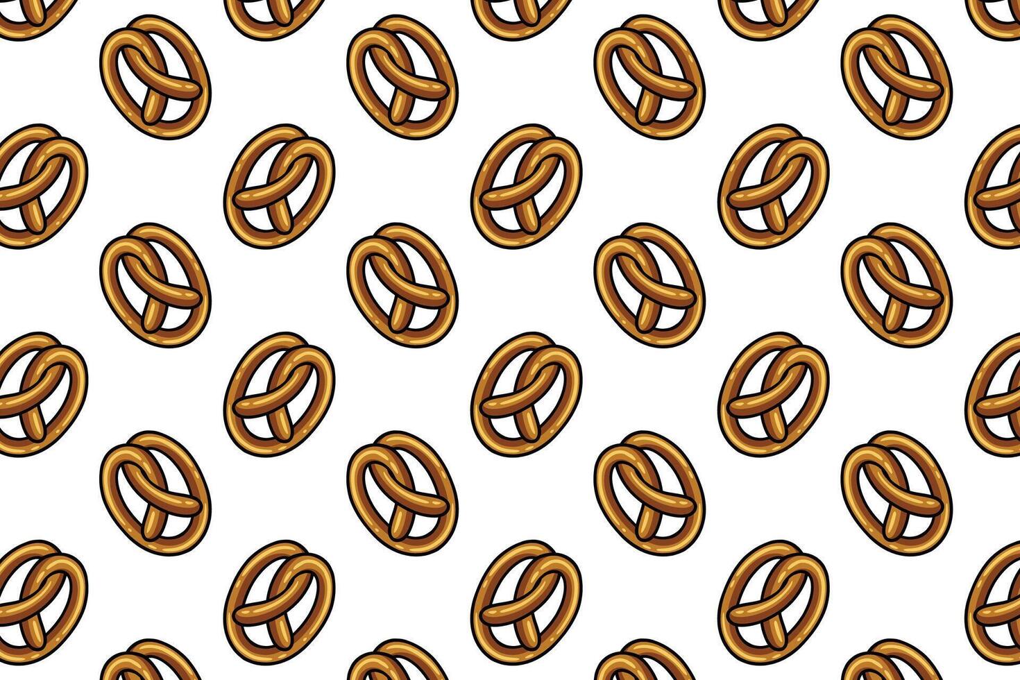 pretzel with oval shape colorful pattern on white background. doodle pretzel bread pastry symbol seamless pattern background. retro oval pretzel shape seamless pattern for decor and merchandise vector