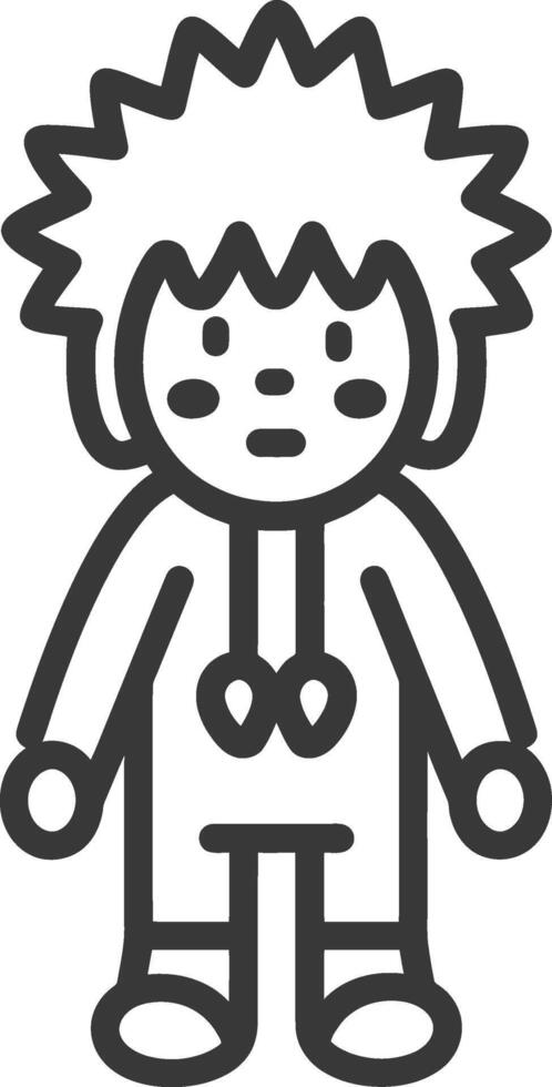 Line Drawing of a Cartoon Character Wearing a Hoodie vector