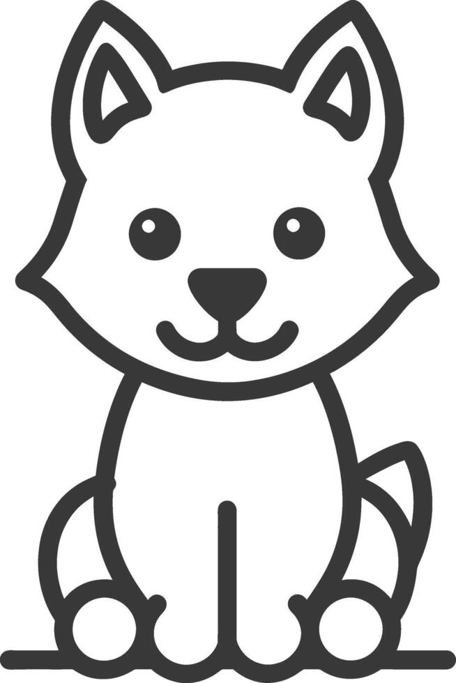 Line Drawing of a Cartoon Dog Sitting Down vector