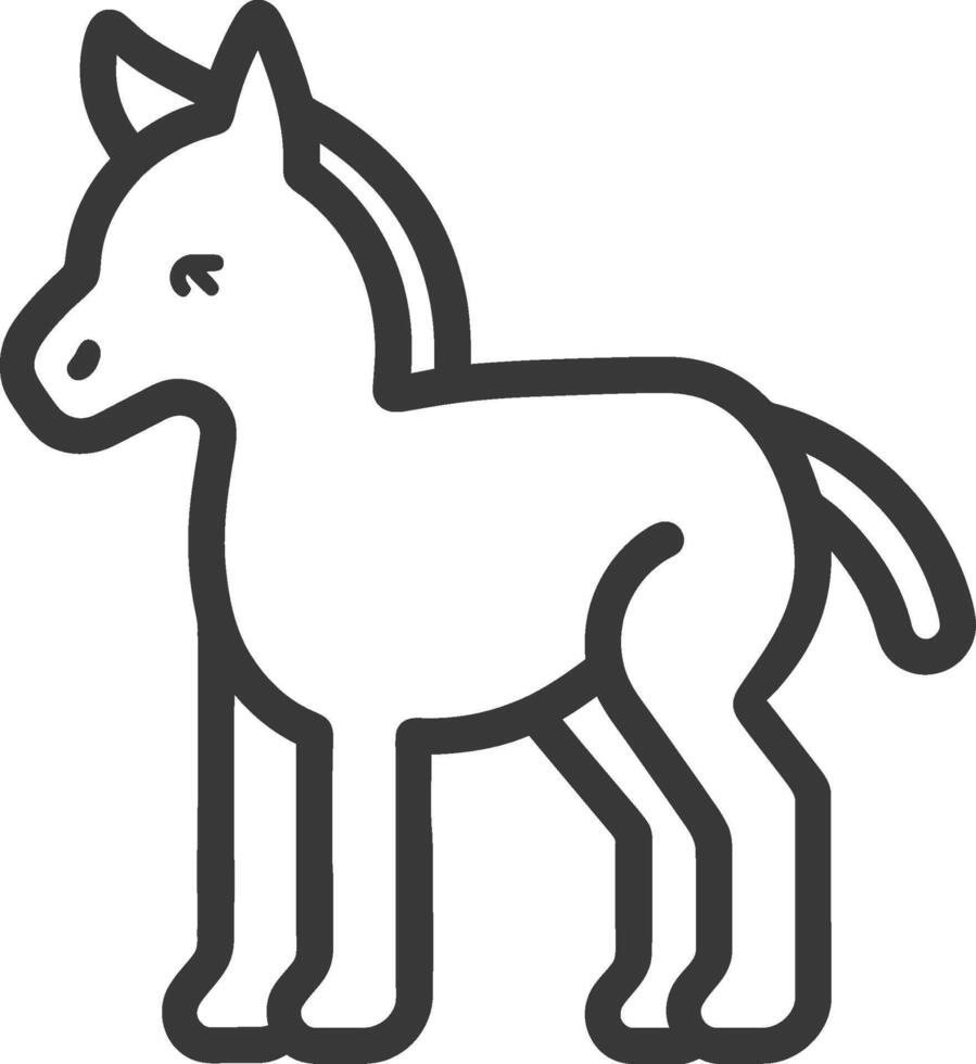 Line drawing of a cartoon horse vector