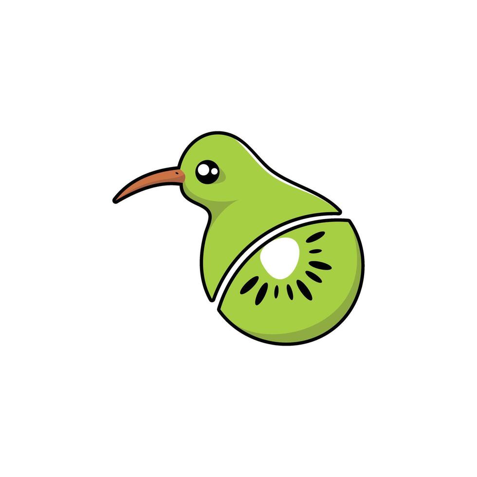 kiwi slices fruit and animal illustration vector
