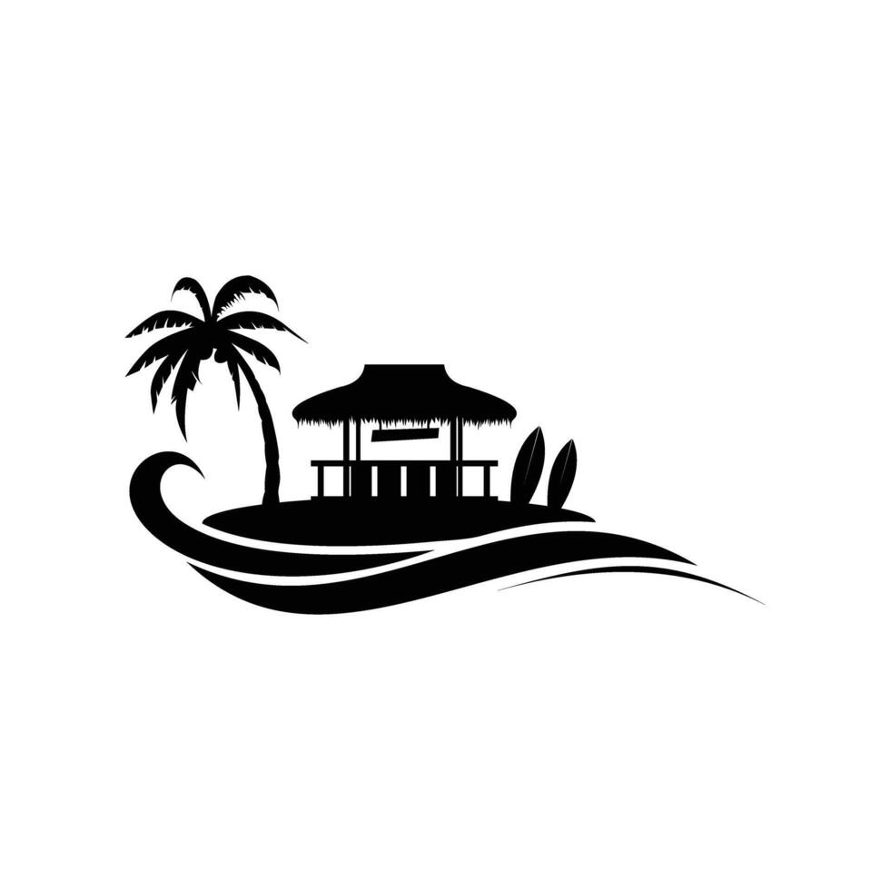minimal hawaii terrace cafe restaurant vector