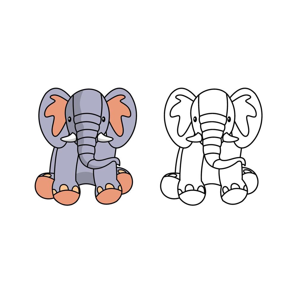 cute elephant kids coloring book vector